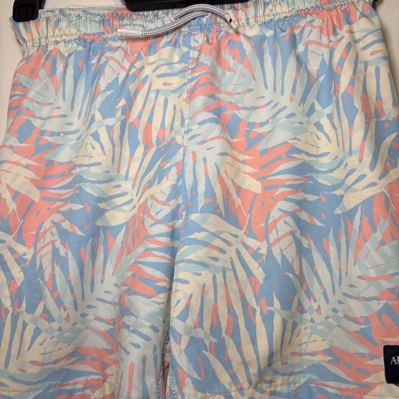Abercrombie & Fitch Boys Blue Swim Trunks Size 9/10 Leaf Print Drawstring - Picture 3 of 5